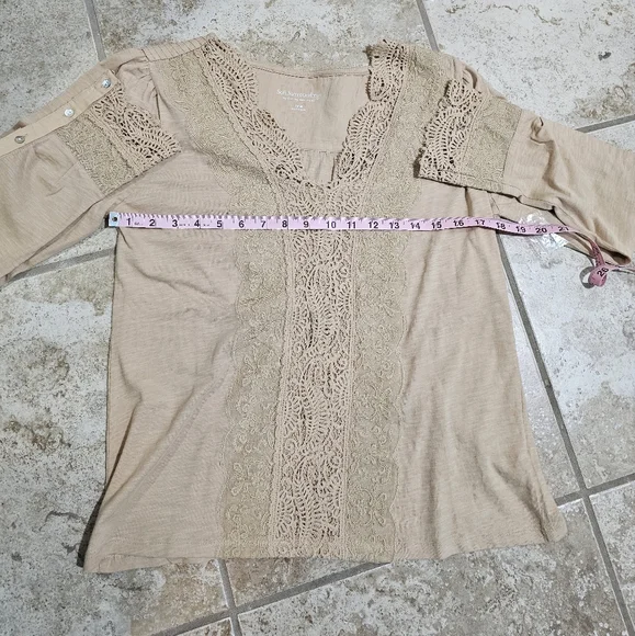 Soft Surroundings Womens Small Beige Embroidered Lace Boho Peasant Tunic Top - Picture 7 of 8